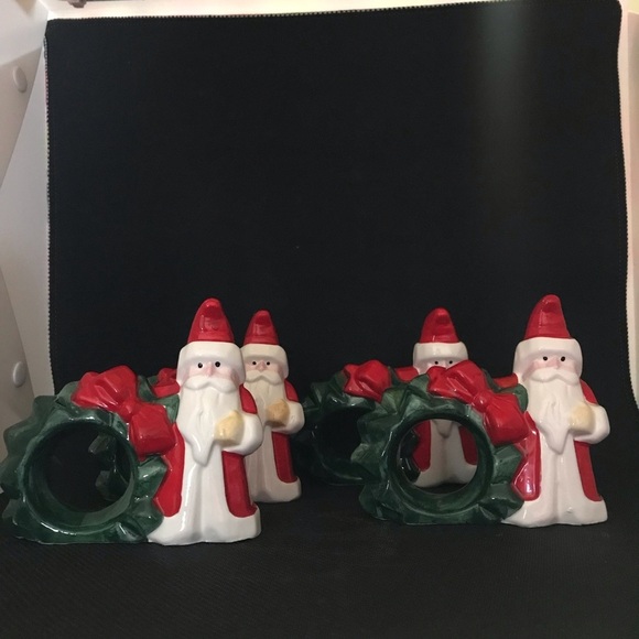 Yule Tide set of 4 Vintage Santa Napkin Holder rings - Picture 8 of 12